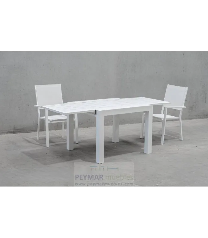 Mesa de jardín extensible blanca Mantua 100/200 cm