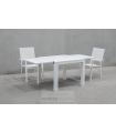 Mesa para terraza jardín aluminio blanco Corcega-160, (Ancho-Fondo-Alto): 160x90x77cm.