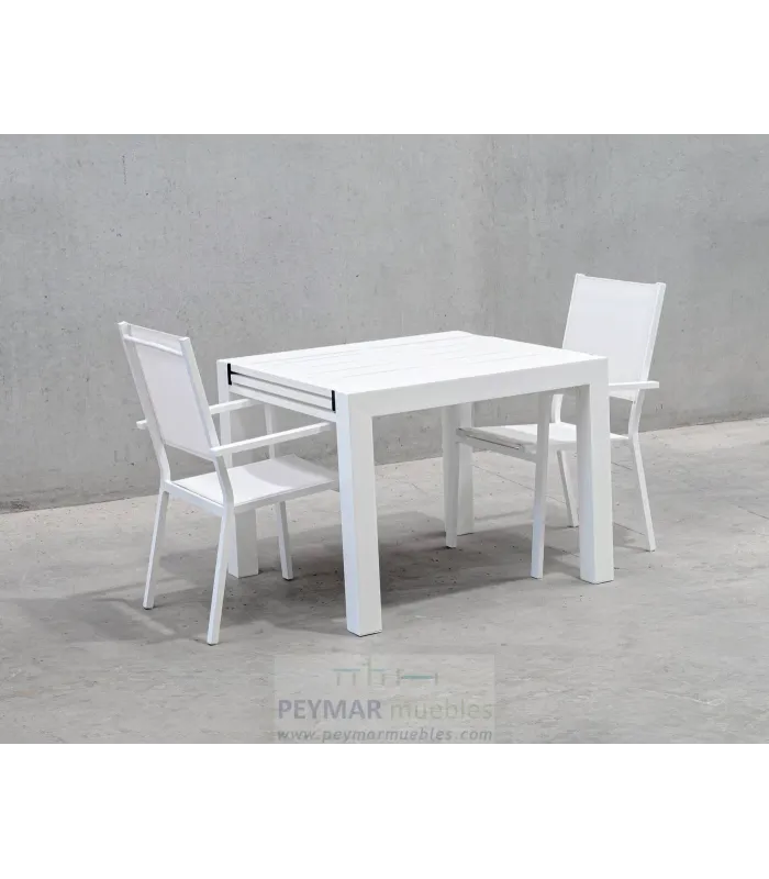 Mesa de jardín extensible blanca Mantua 100/200 cm