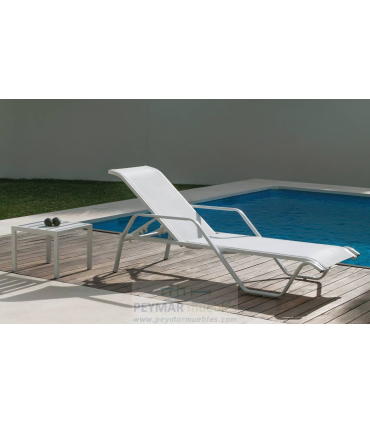 Cama Tumbona Alumínio Branco, 5 Posições