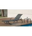Tumbona terraza jardín Marina aluminio/textilen antracita, 64cm (alto) 53cm(ancho) 190cm(fondo).