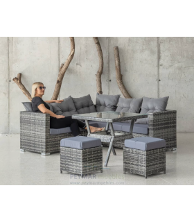Conjunto terraza, jardín mesa+4 sillones+4 cojines Bahia -909 /4+4C.