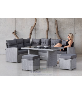 Conjunto terraza, jardín mesa+4 sillones+4 cojines Bahia -909 /4+4C.