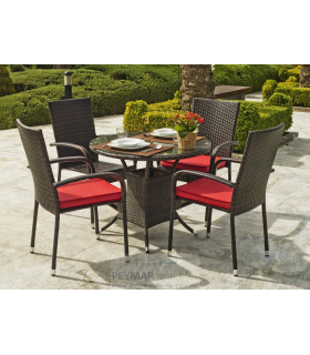 Conjunto terraza, jardín mesa+4 sillones+4 cojines Bahia -150 .