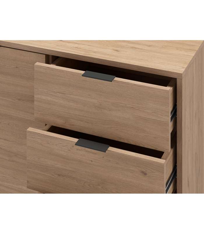 Mueble aparador modelo Doric 3 puertas 3 cajones interiores acabado blanco.