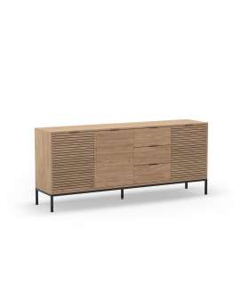 Mueble aparador modelo Doric 3 puertas 3 cajones interiores acabado blanco.