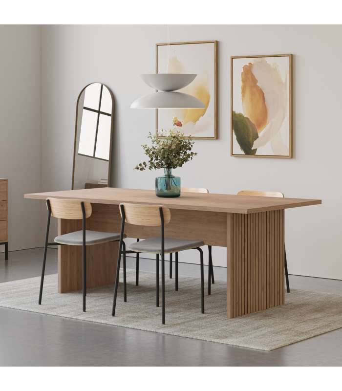 Mesa de comedor rectangular fija estilo moderno elegante