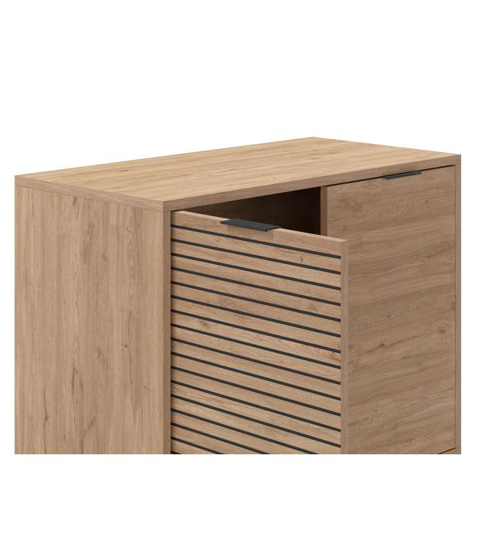 Shoe rack 2 doors silk-screen printed Bamboo graphite finish