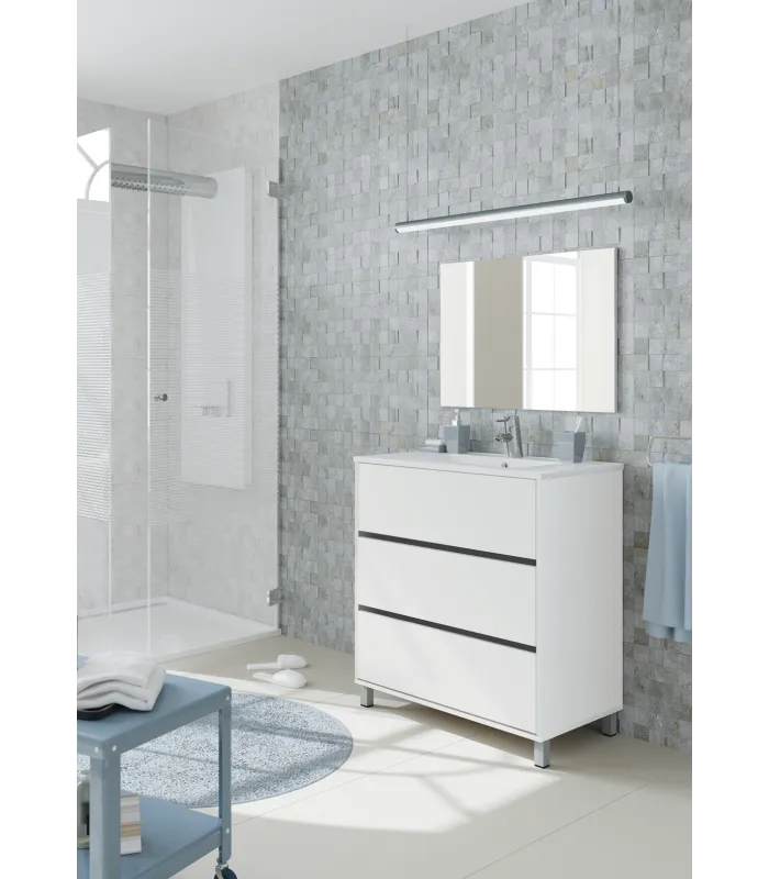 Armário de pia Kalma branco 90 cm, estilo moderno