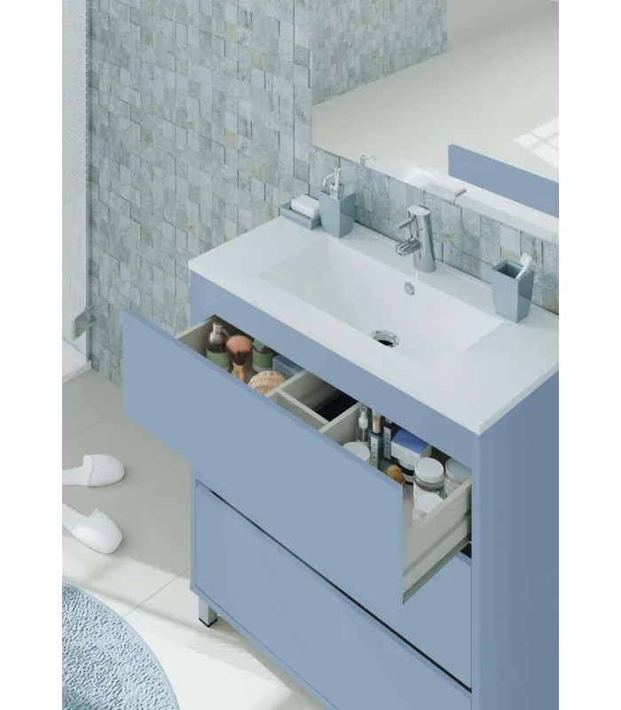Mueble de baño Kalma, lavabo cerámico azul 81x90x46cm