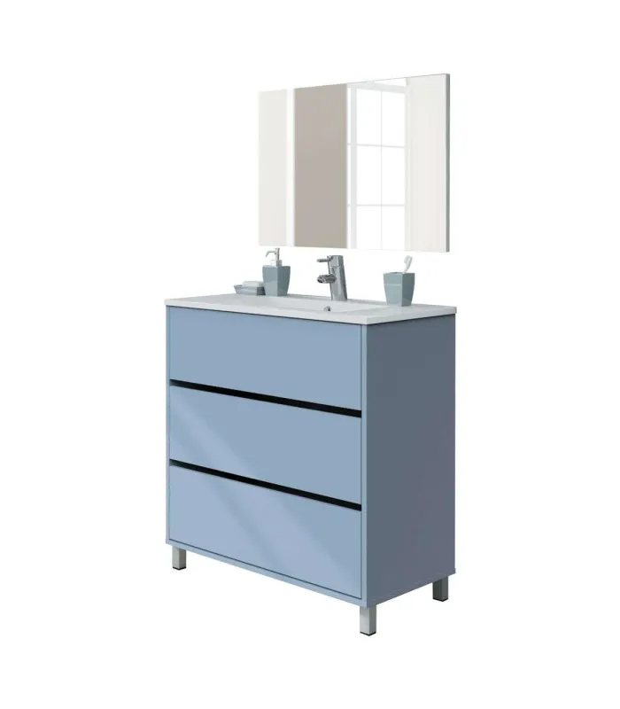Mueble de baño Kalma, lavabo cerámico azul 81x90x46cm