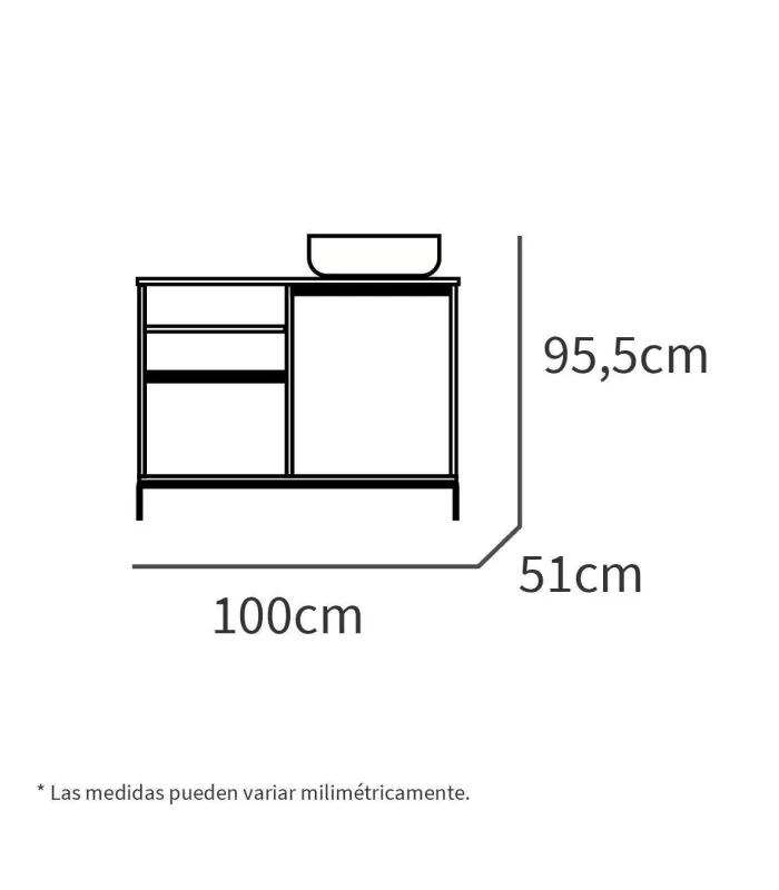 Mueble de baño Támesis con lavabo acabado roble 100cm (Ancho) X