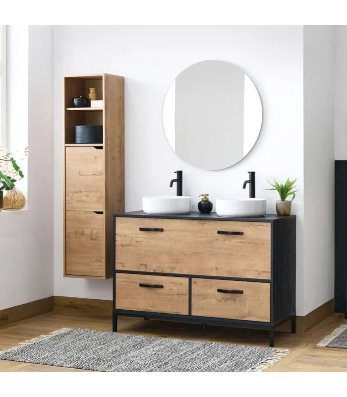 copy of Meuble lavabo Kalma en bois et finition blanche 90