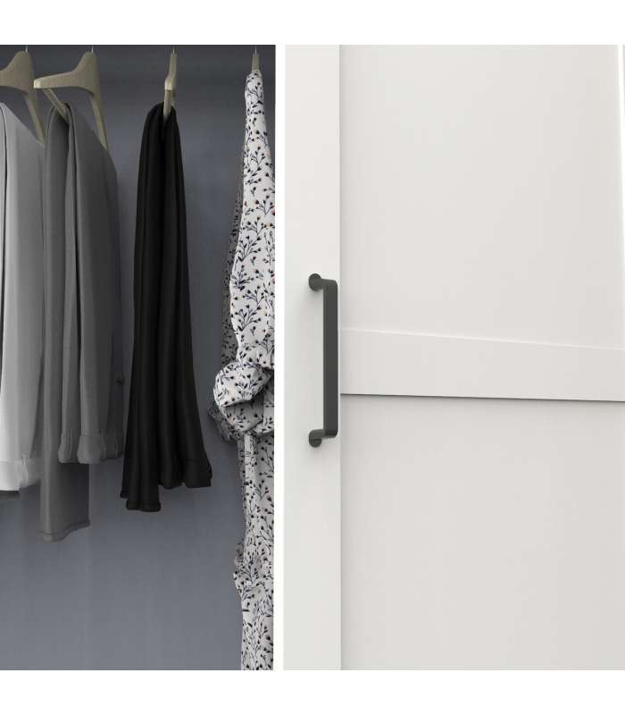 Armoire Turin avec 3 portes battantes et 3 tiroirs.