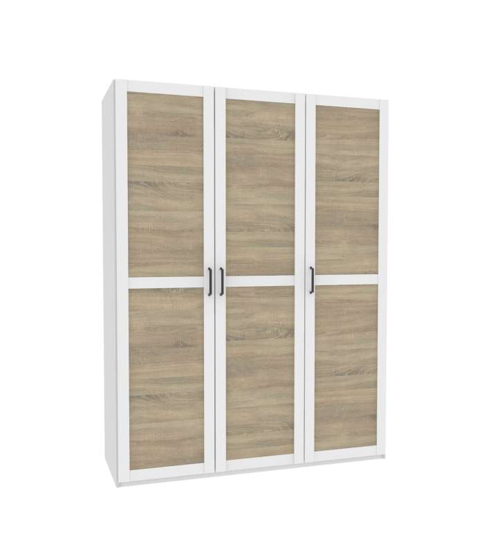 Armoire Turin avec 3 portes battantes et 3 tiroirs.