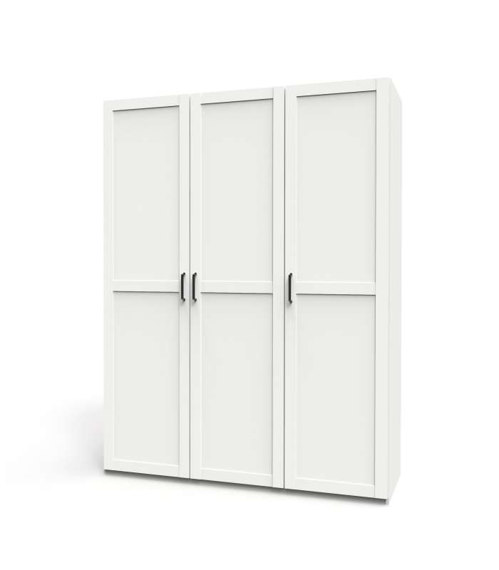 Armoire Turin avec 3 portes battantes et 3 tiroirs.