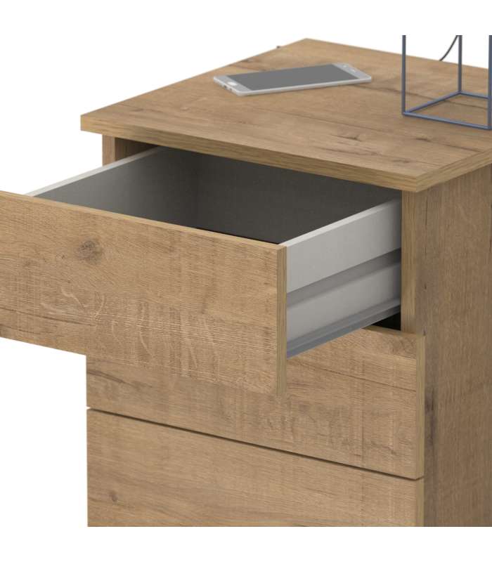Mesita de noche Dana con 3 cajones, diseño elegante y funcional