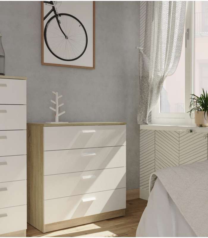 MD BLOCK Comoda 4 white drawers - Comodas and