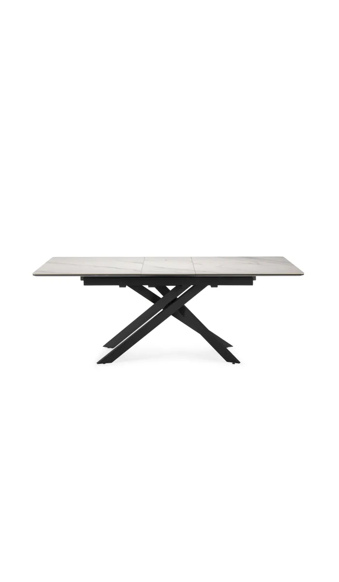 Mesa extensible Darío blanca y negra, 160/200 cm