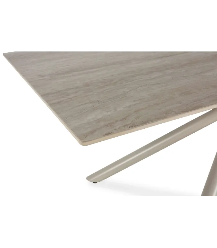 Mesa comedor Hector crema, 180x90x76 cm, moderna y elegante.