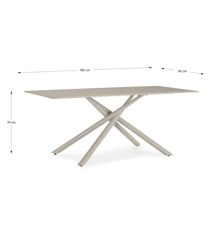 Mesa comedor Hector crema, 180x90x76 cm, moderna y elegante.