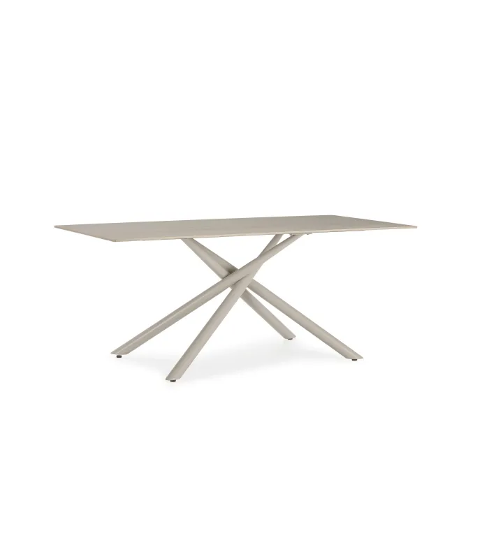 Mesa comedor Hector crema, 180x90x76 cm, moderna y elegante.