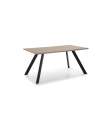 Mesa para comedor fija Md-Amir acabado natural/negro, 160cm(ancho) 78.5cm(altura) 90cm(fondo).