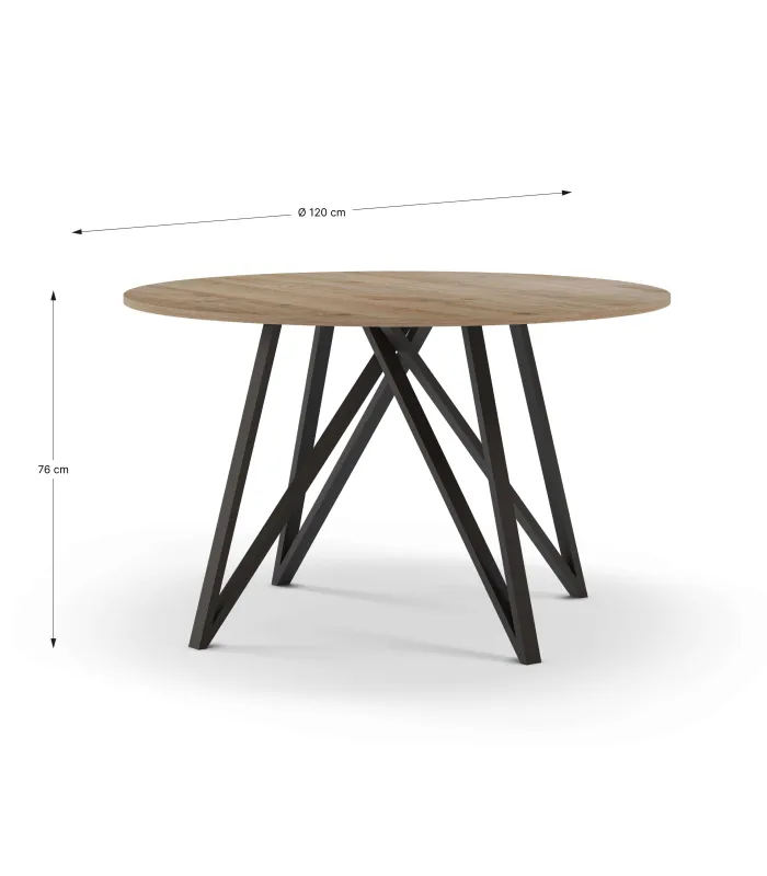 Mesa redonda fija Md-Saúl roble Cádiz 120cm