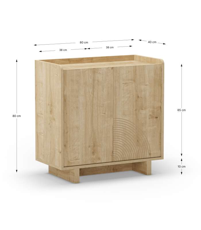 Shoe rack 2 doors silk-screen printed Bamboo graphite finish