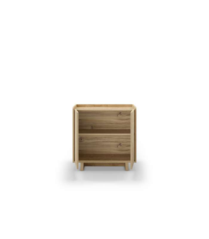 Shoe rack 2 doors silk-screen printed Bamboo graphite finish