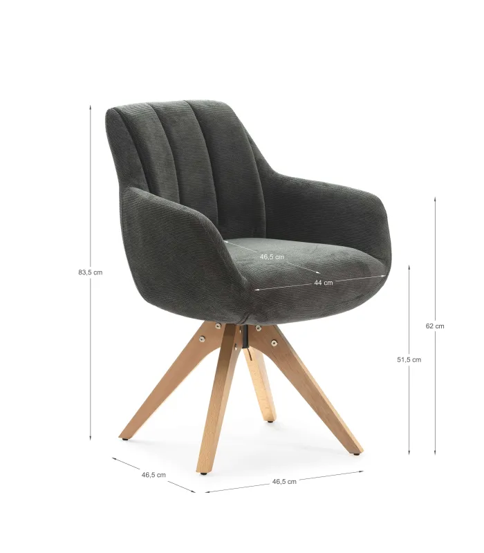 Pack de 2 sillones giratorios Jan, gris antracita