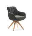 Pack de 2 sillones giratorios modelo Jan tapizado textil gris antracita, 85cm(alto) 60cm(ancho) 62cm(largo)