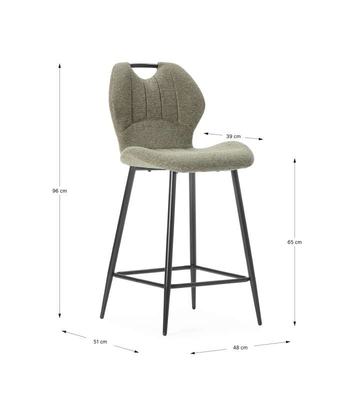 Lot de 2 chaises modèle Mali finition verte 79 cm (hauteur) 45 cm (largeur) 48 cm (longueur)
