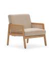 Sillón modelo Cesar tapizado textil beige, 78cm(alto) 68cm(ancho) 76.5cm(largo)