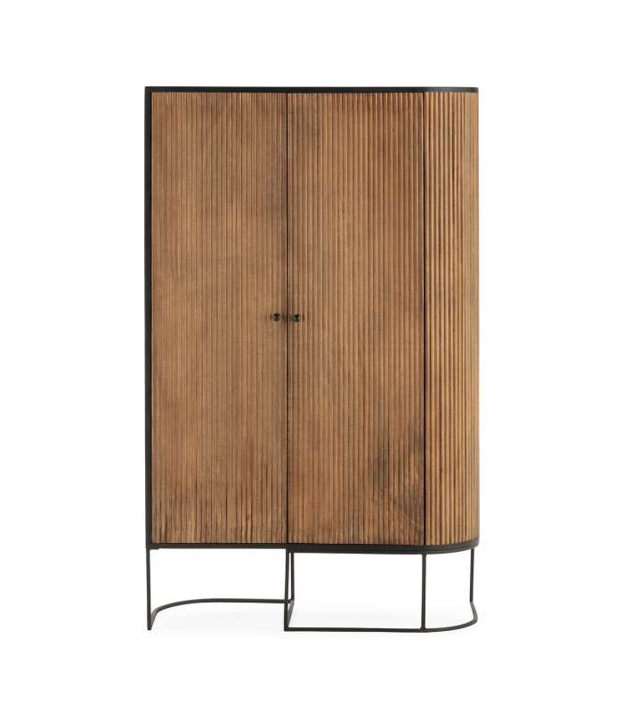 Shoe rack 2 doors silk-screen printed Bamboo graphite finish