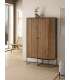 Shoe rack 2 doors silk-screen printed Bamboo graphite finish