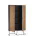 Shoe rack 2 doors silk-screen printed Bamboo graphite finish