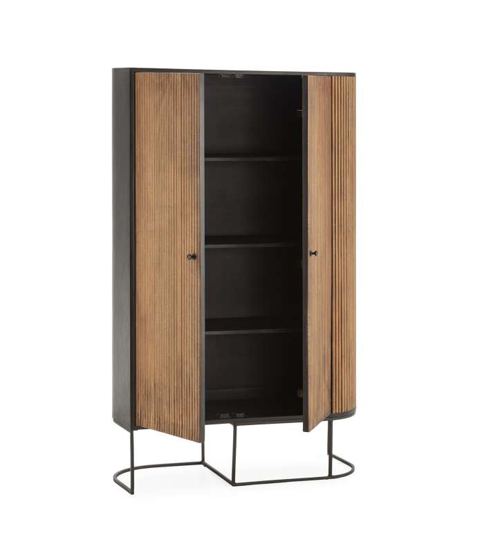 Shoe rack 2 doors silk-screen printed Bamboo graphite finish
