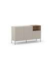 Mueble aparador 3 puertas 1hueco md-Roque acabado crema/roble sepet, 140cm(ancho) 80cm(alto) 42cm(largo)