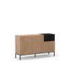 Mueble aparador 3 puertas 1hueco md-Roque acabado roble sepet/negro, 140cm(ancho) 80cm(alto) 42cm(largo)
