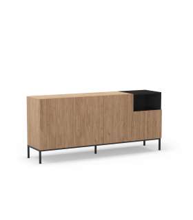 Mueble aparador modelo Doric 3 puertas 3 cajones interiores acabado blanco.