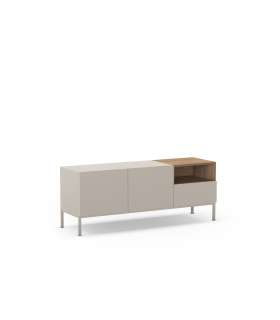 Mueble aparador modelo Doric 3 puertas 3 cajones interiores acabado blanco.
