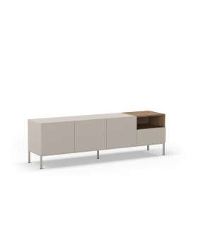 Mueble aparador modelo Doric 3 puertas 3 cajones interiores acabado blanco.
