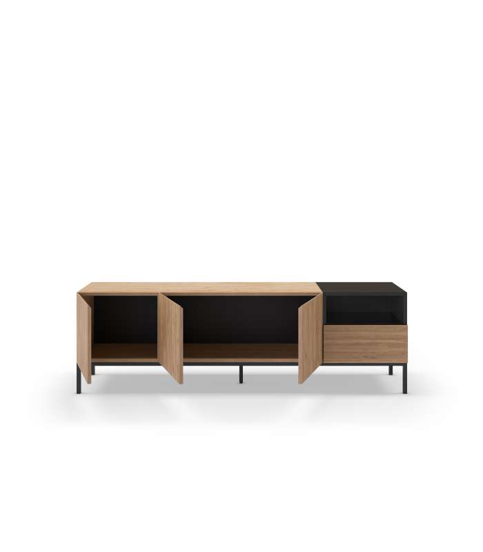 Mueble aparador modelo Doric 3 puertas 3 cajones interiores acabado blanco.
