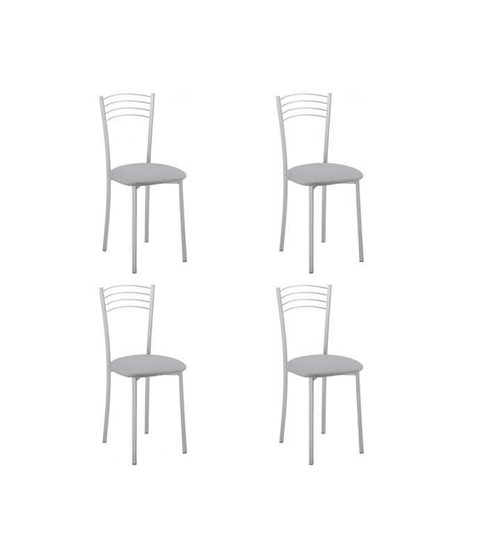 Pack de 4 sillas Md-Gabia tapizadas en tejido PU blanco.