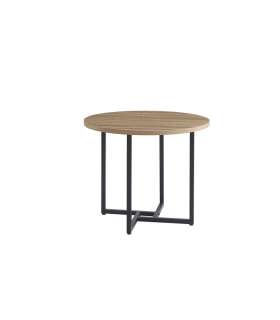 Mesa fija redonda Cleo, acabado roble aserrado