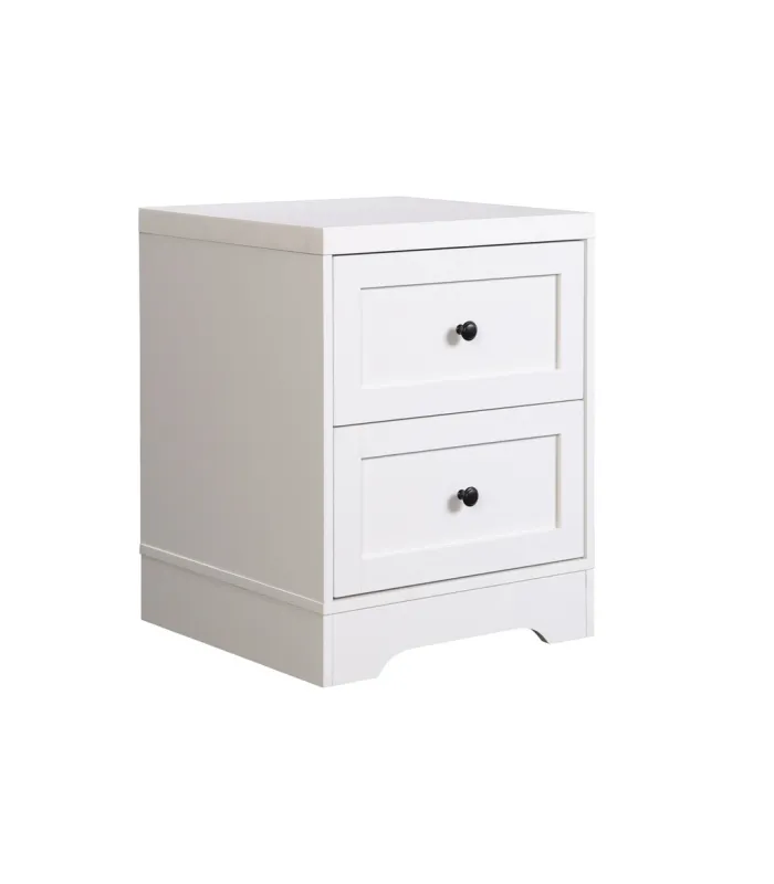 Mesita de noche 2 cajones Md-Colomera acabado blanco.
