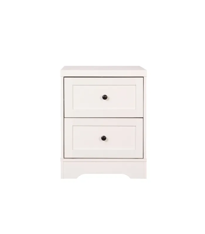 Mesita de noche 2 cajones Md-Colomera acabado blanco.