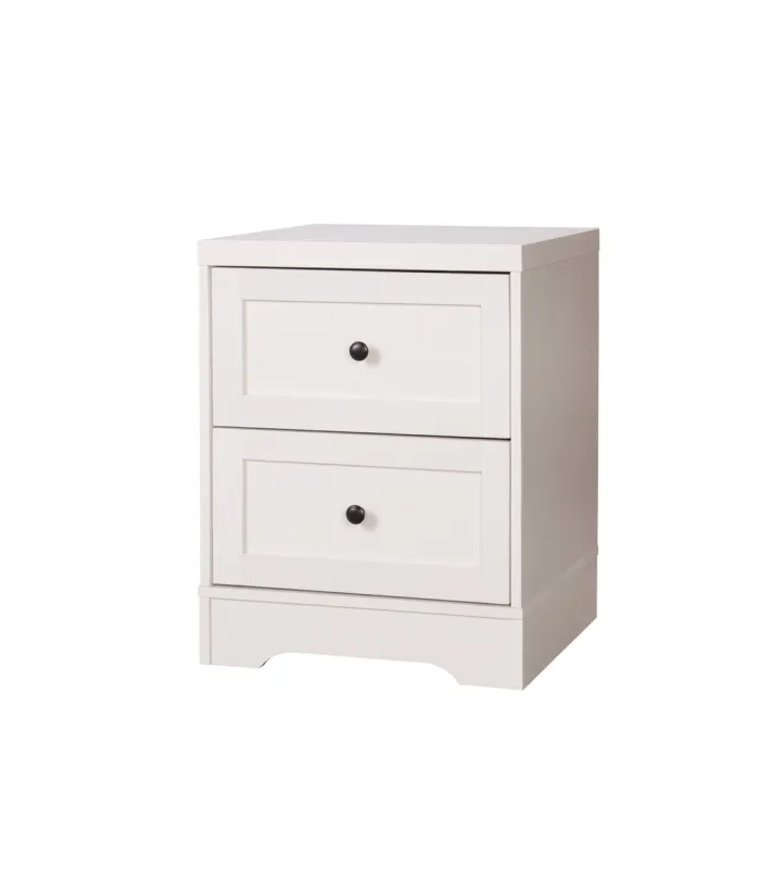Mesita de noche 2 cajones Md-Colomera acabado blanco.