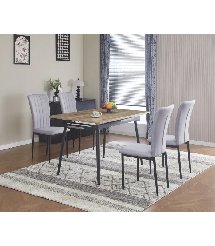 Mesa Tania roble aserrado, extensible, 120/150cm